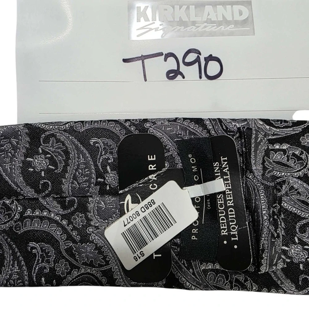 NWT Pronto Uomo Paisley Silk Tie Black Silver Stains Liquid‎ Repellent Hand Made